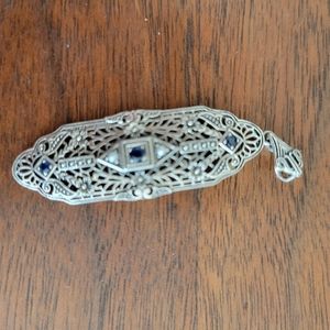 Art Deco Pendant - silver & sapphire